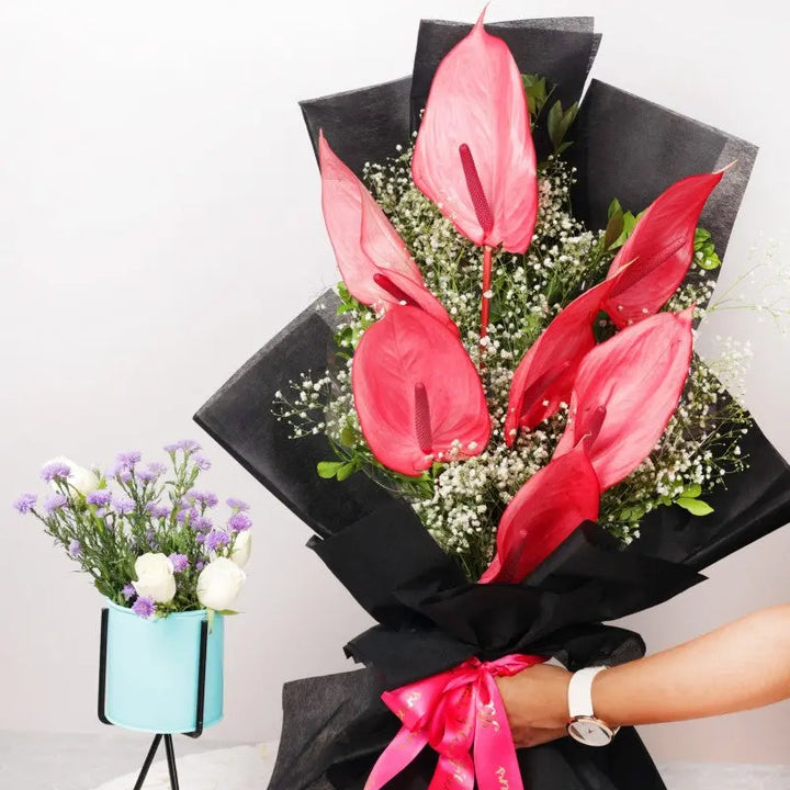 Radiant Red Anthurium Hand Bouquet atfleurs