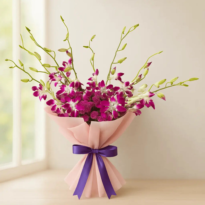 Elegant Purple Orchid Hand Bunch