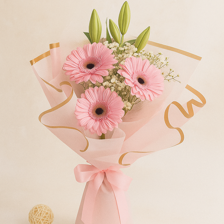 Gerbera and Gypso Hand Bouquet