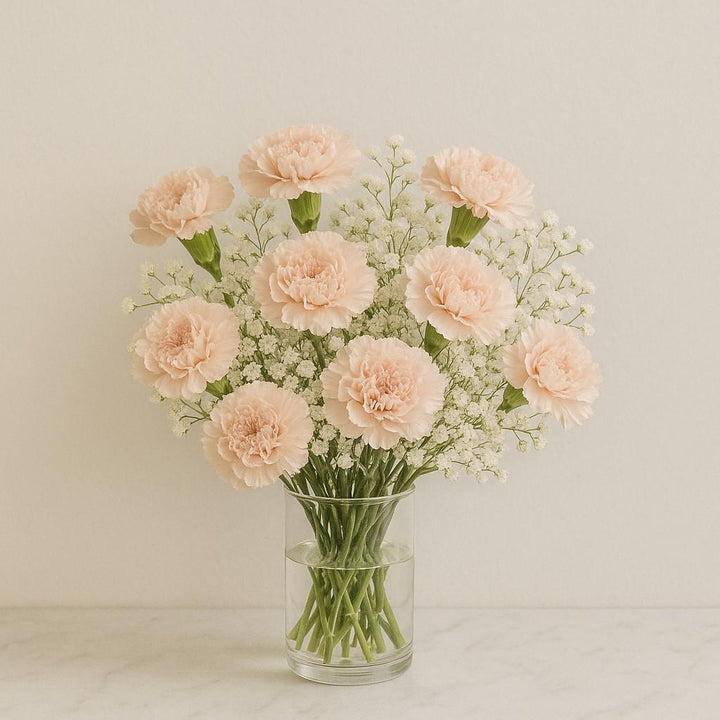 Peach Carnations and Gypso Flower Subscription
