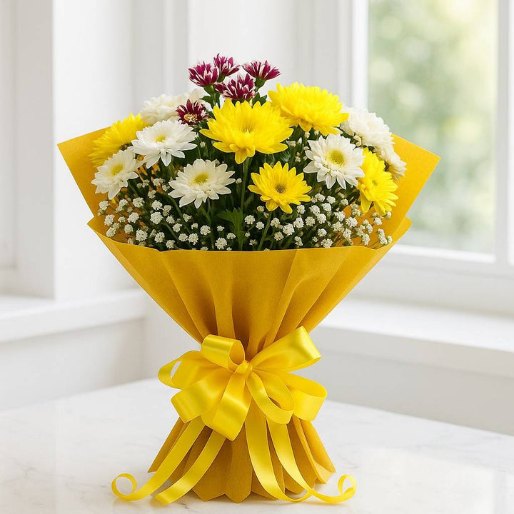 Chrysanthemum Hand Bouquet Delivery in Mumbai